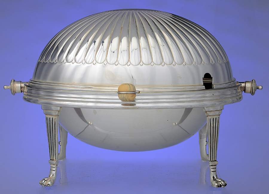 8260 (Silverplate, Hollowware) Hinged Folding Biscuit Warmer by Thomas Bradbury&Sons-1