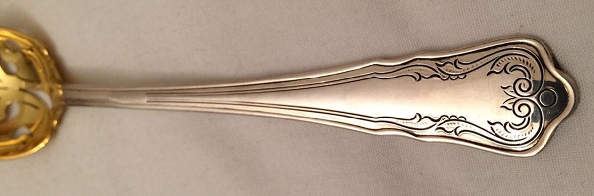 TS21 (Sterling) Pierced Bowl Short Handle Olive Spoon by Topazio Silver-1