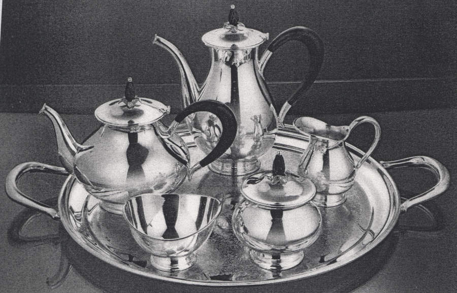 Pineapple (Silverplate, Hollowware) 6-Piece Plated Tea Set (Waste & Tray) by Towle Silver-1