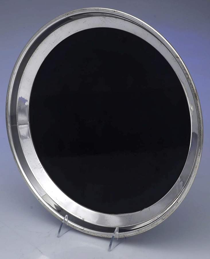98 (Sterling, Hollowware) 13" Round Black Lucite Tray with Sterling Band by Towle Silver-1