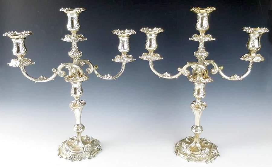 8475 (Silverplate, Hollowware) Pair of Large 3-Light Candelabra by Tiffany & CO SILVER-1