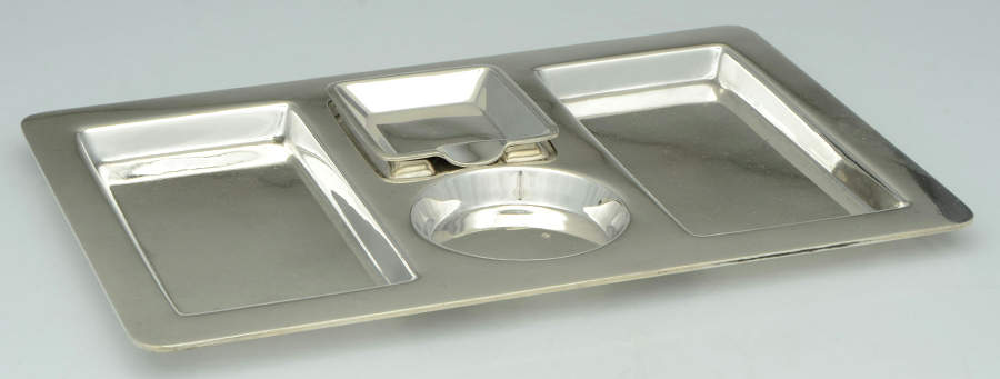 19048 (Sterling, Hollowware) (2 Pc) Smoking Set (3"Ashtray & 13" Ret. Tray) by Tiffany & CO SILVER-1