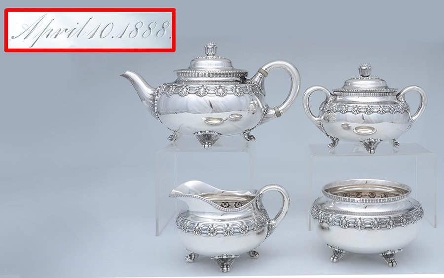 English King (6400, Sterling, Hollowware) 4 Piece Tea Set (STP, SCR, SSU, SWB) by Tiffany & CO SILVER-1
