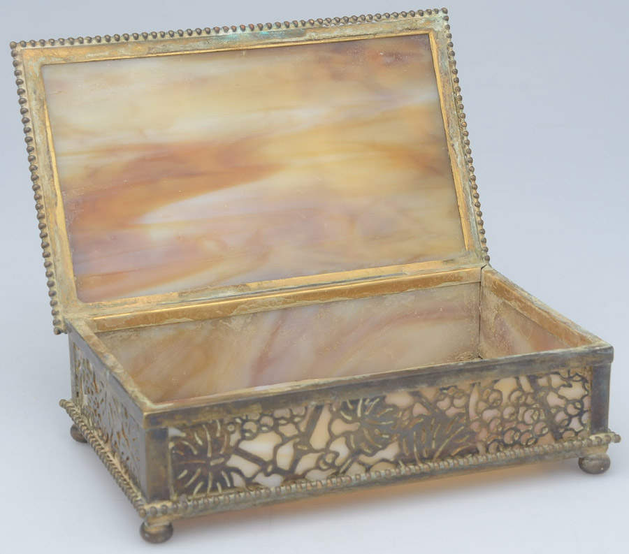 Grapevine (Plated Copper, Hollowware) Jewelry Box with Caramel Glass by Tiffany & CO SILVER-2