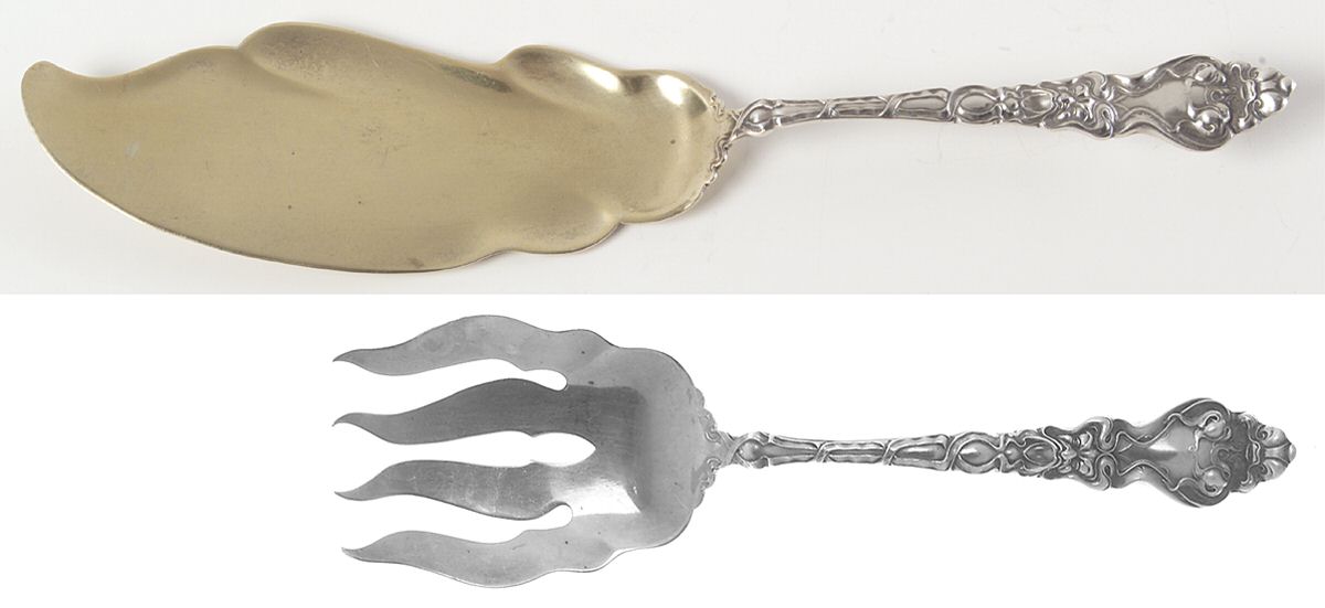 Douvaine (Sterling, 1890) 2 Piece Large Solid Fish Serving Set by Unger Brothers-1