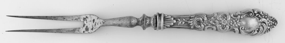 Passaic (Sterling, 1900) Large Stainless-Prong Roast Carving Fork by Unger Brothers-1