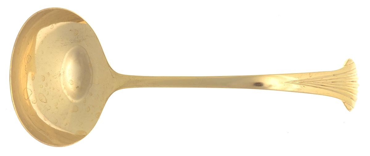UNF488 (Gold Electroplate) Solid Gravy Ladle by Unknown Mfg Silver-1