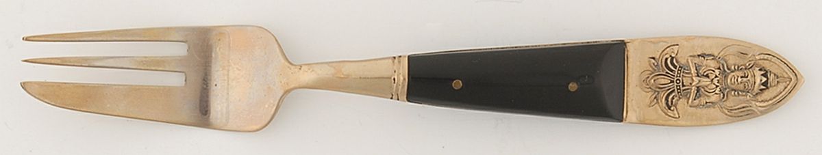 Siam (Brass)-Black Handle, Sitting Buddha Pastry Fork by Unknown Mfg Silver-1