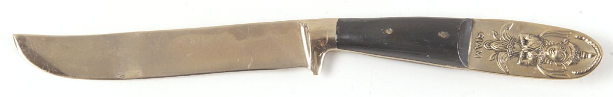 Siam (Brass)-Black Handle, Sitting Buddha Individual Steak Knife Hollow Handle by Unknown Mfg Silver-1