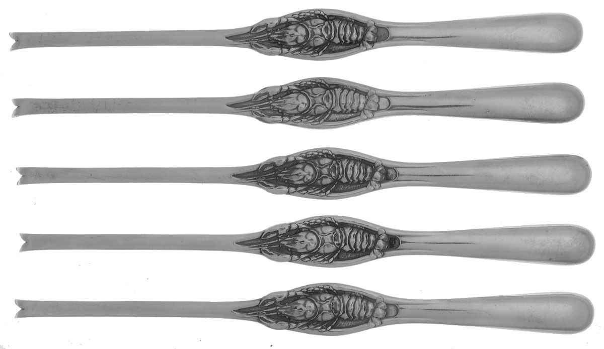 Silverplate Flatware (Set of 5) Lobster Picks by Unknown Mfg Silver-1