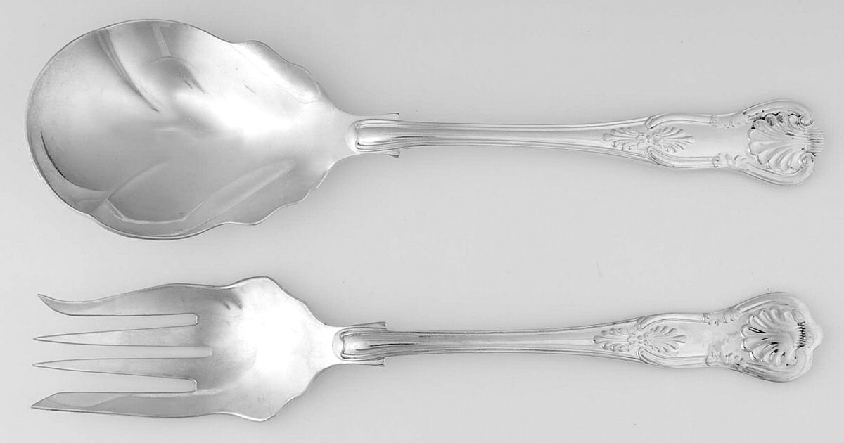 Kings (Silverplate) (2 Pc) Solid Salad Set by S.G. Silverplate (England)-1