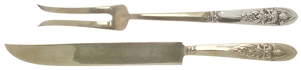 Siam-Brass-Full Figure Buddha Large 2-Piece Roast Carving Set w/Stainless Blade by Unknown Mfg Silver-1