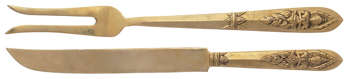 Siam-Brass-Full Figure Buddha Small Stainless Blade 2-Piece Steak Carving Set by Unknown Mfg Silver-1