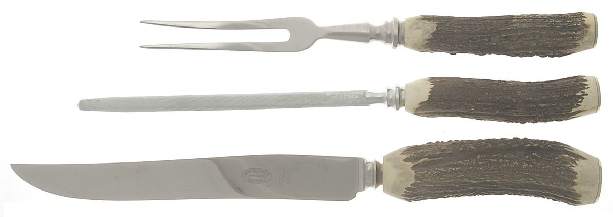 Sterling Stag Flatware Small Steak 3-Piece Carving Set w/Stainless Blade by Unknown Mfg Silver-1