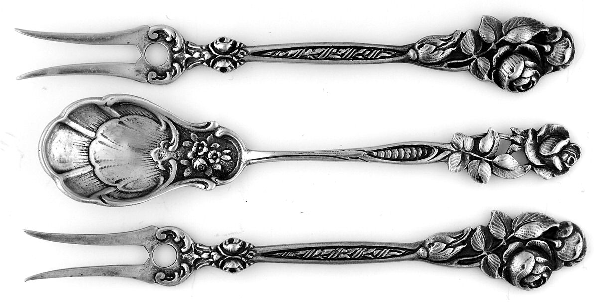 European Style Sterling Flatware 3 Section Condiment Set by Unknown Mfg Silver-1