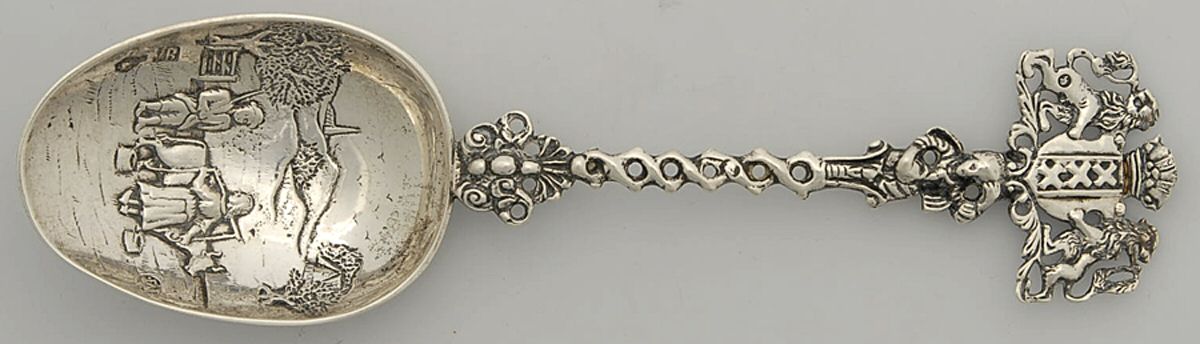 European Style Sterling Flatware Solid Serving Spoon by Unknown Mfg Silver-1