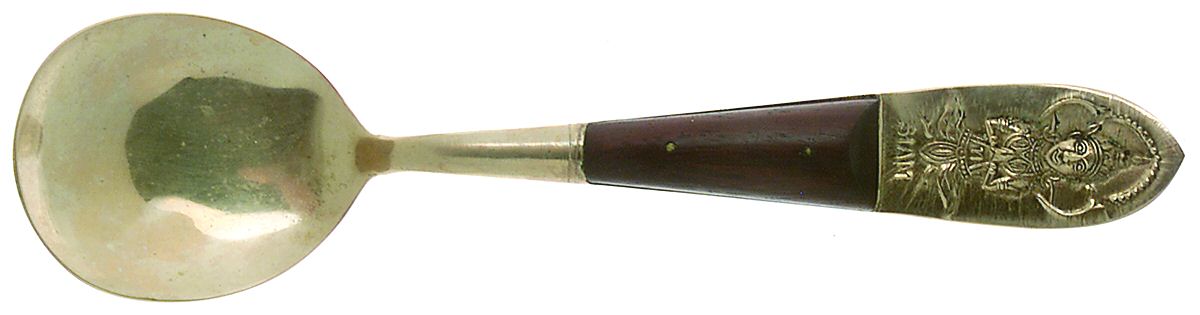 Siam-Brown (Brass)-Brown Handle Round Bowl Soup Spoon (Gumbo) by Unknown Mfg Silver-1
