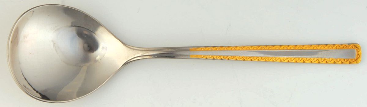 UNF1524GO (Stainless, Gold Accent) Round Bowl Soup Spoon (Cream Soup) by Unknown Mfg Silver-1