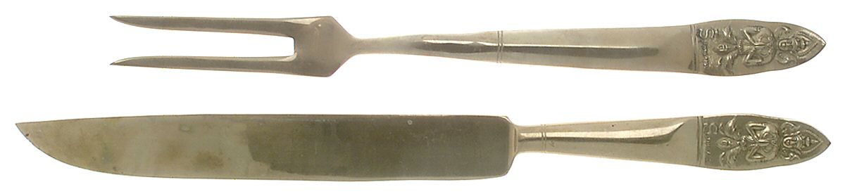 UNF754 (Brass) Large 2-Piece Roast Carving Set w/Stainless Blade by Unknown Mfg Silver-1