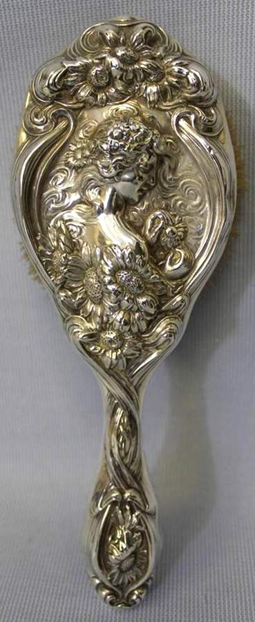 He Loves Me (Sterling, Hollowware) Hair Brush by Unger Brothers-1
