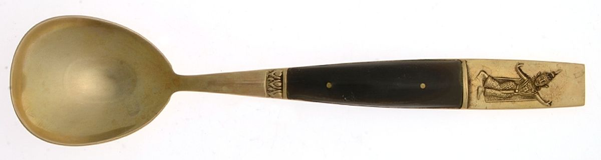 Siam (Brass) Round Bowl Soup Spoon (Gumbo) by Unknown Mfg Silver-1