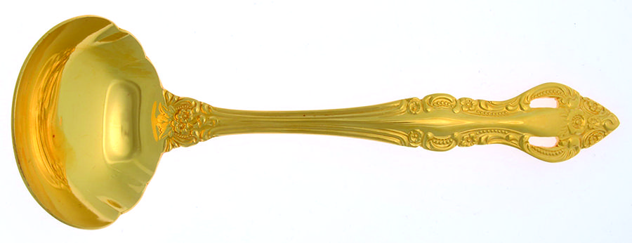 Romantic Rose (Gold Electroplate) Solid Gravy Ladle by Unknown Mfg Silver-1
