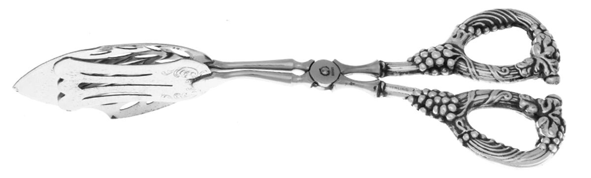 UNF2378 (Sterling) Pastry Tongs W/ Sterling Handles & Silverplate Bowl by Unknown Mfg Silver-1