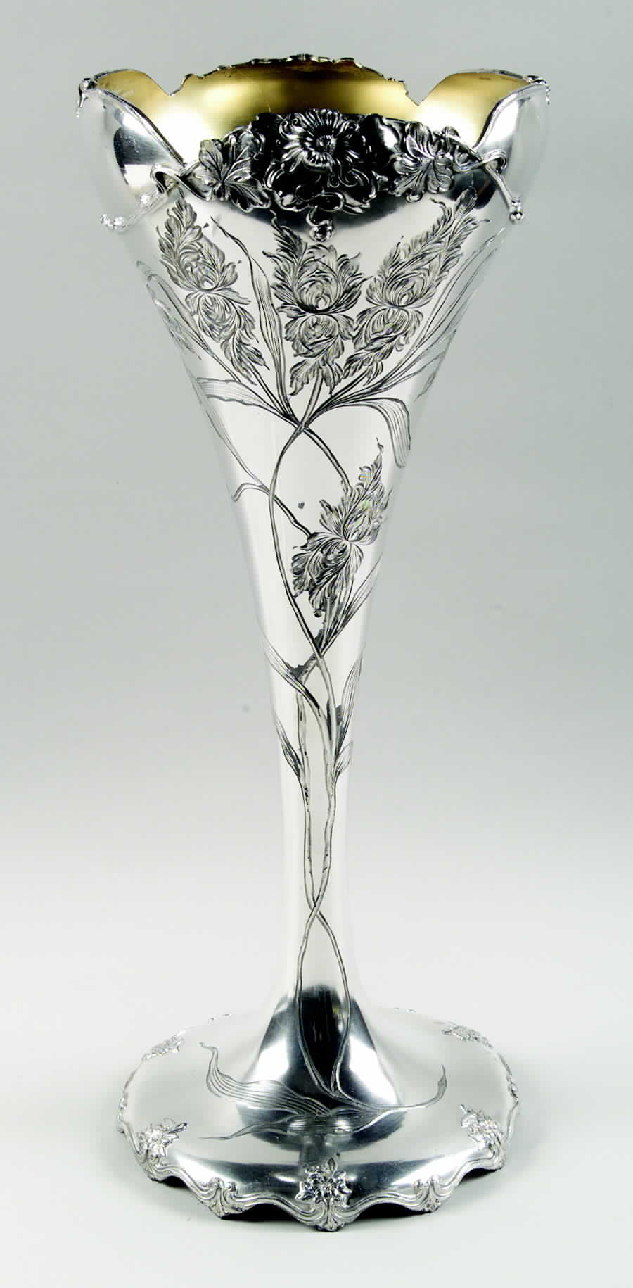 3663 (Silverplate, Hollowware) 19" Trumpet Vase by Van Bergh-1