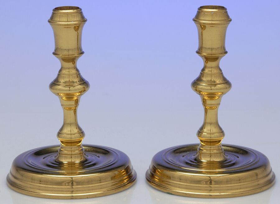 Brassware Collection (Hollowware) Pair of 5" Console Candleholders by Virginia Metalcrafters-1