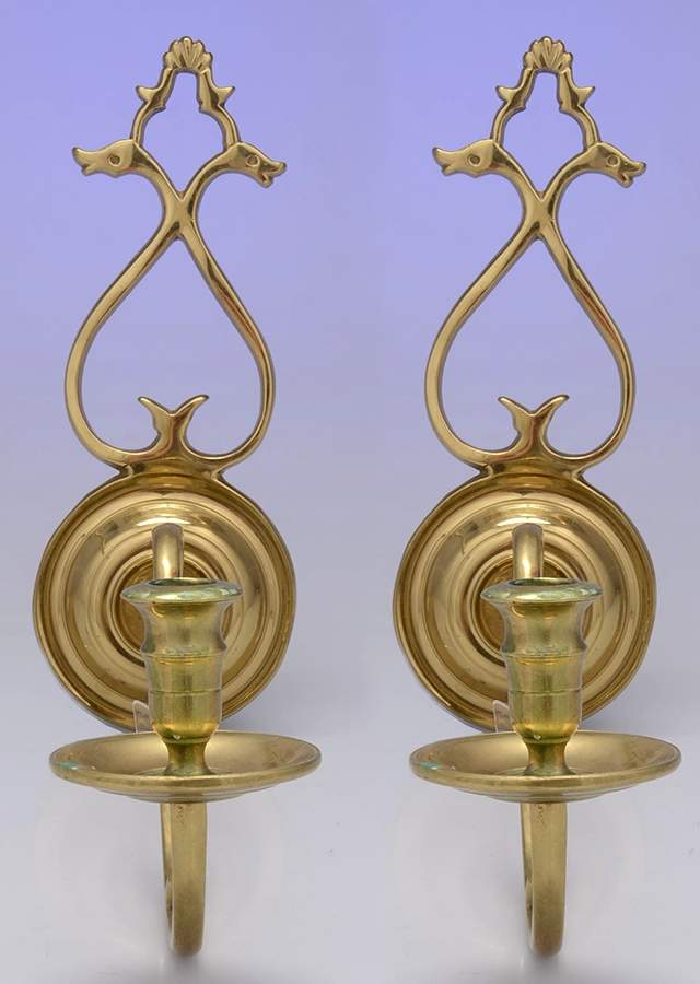 Brassware Collection (Hollowware) Pair of Wall Sconces by Virginia Metalcrafters-1