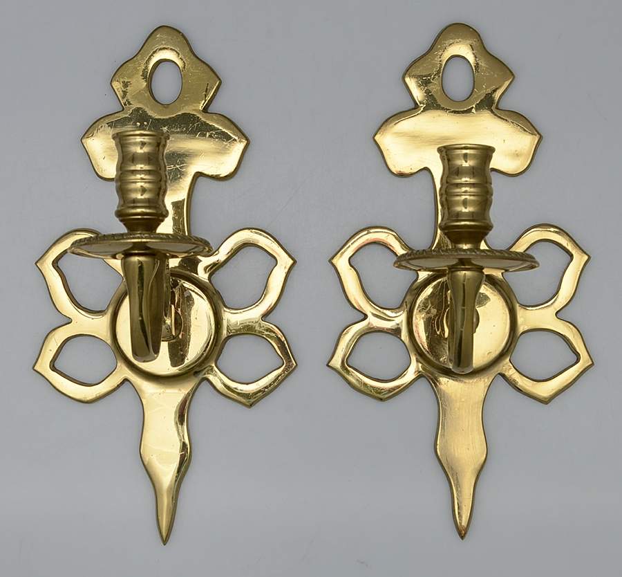 Brassware Collection (Hollowware) Pair of Wall Sconces by Virginia Metalcrafters-1