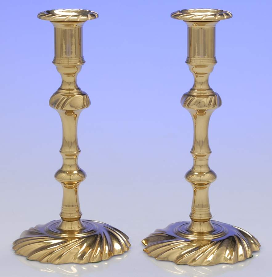 Colonial Williamsburg Brass Candlesticks Pair of Candlesticks with Bobeche by Virginia Metalcrafters-1