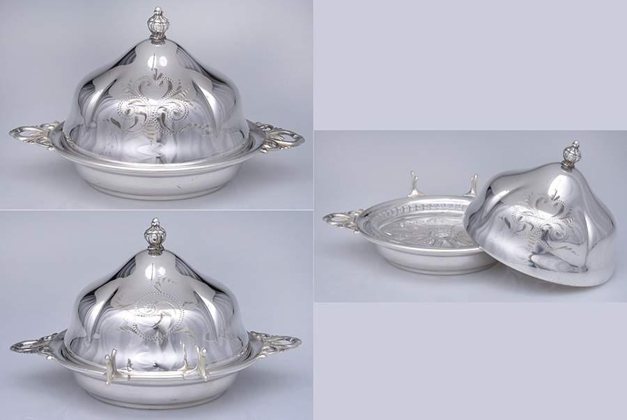 9560 (Silverplate, Hollowware) Round Covered Butter with Glass Liner by Van Bergh-1