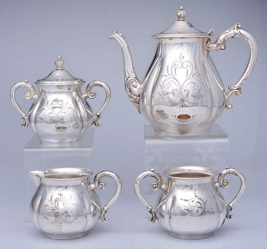 9560 (Silverplate, Hollowware) 4 Piece Tea Set (PTP, PCR, PSU, PWB) by Van Bergh-1