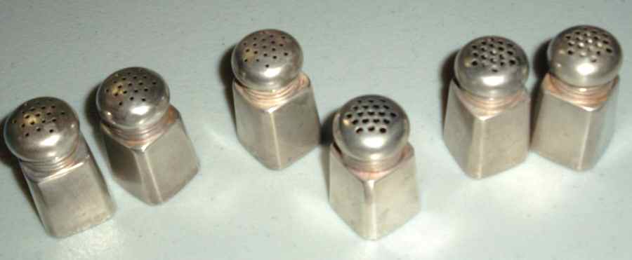 35 (Sterling, Hollowware) Individual Salt and Pepper Set by Victor Siedman-1
