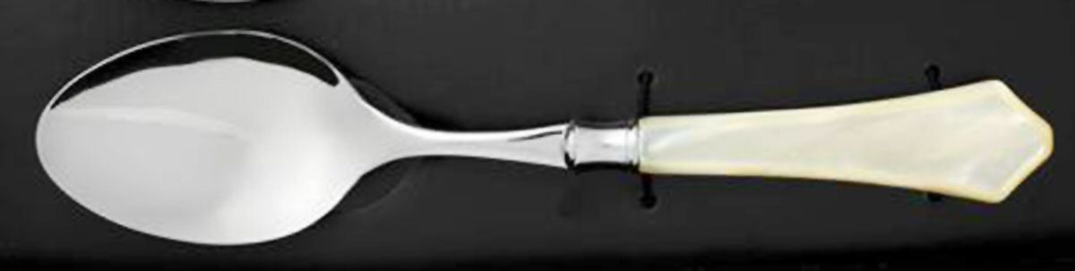 Verona-Ivory (Stainless, Acrylic) Hollow Handle Salad Serving Spoon by Vietri-1