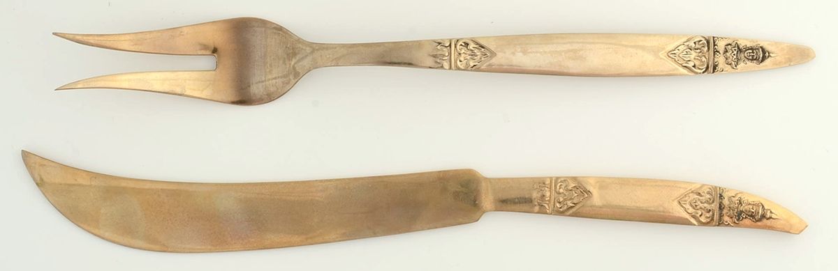 Gold Angel (Bronzeware) Small Solid 2-Piece Steak Carving Set by Vu Bronzeware-1