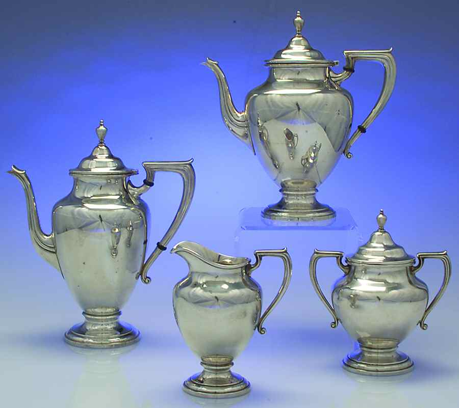 Coventry (Sterling, Hollowware) 4 Piece Tea Set (SCP, STP, SCR, SSU) by Wallace Silver-1