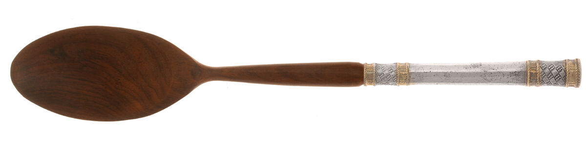 Golden Aegean Weave (Sterling, 1971) Salad Serving Spoon with Wooden Bowl HC by Wallace Silver-1