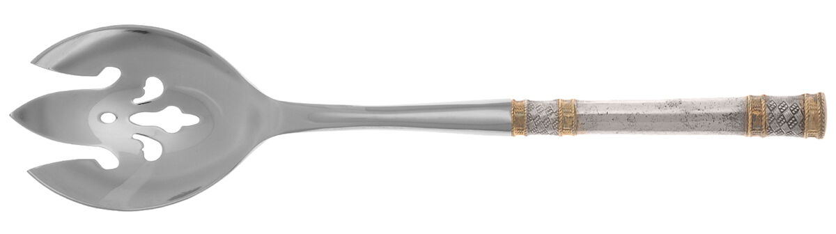 Golden Aegean Weave (Sterling, 1971) Salad Serving Fork with Stainless Prongs HC by Wallace Silver-1