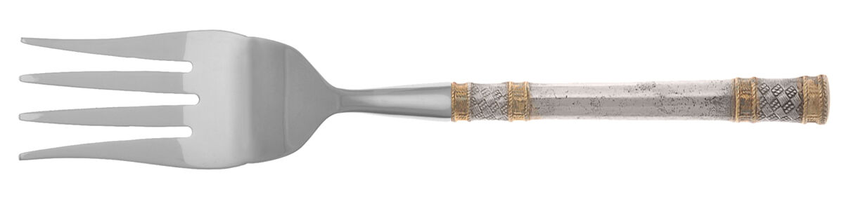 Golden Aegean Weave (Sterling, 1971) Cold Meat Fork Large, Stainless Tines HC by Wallace Silver-1