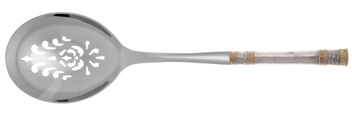 Golden Aegean Weave (Sterling, 1971) Casserole Spoon with Pierced Stainless Bowl HC by Wallace Silver-1