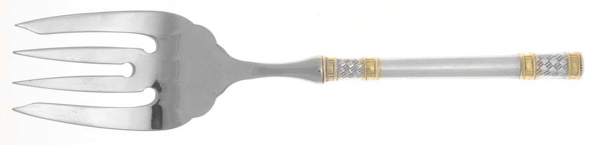 Golden Aegean Weave (Sterling, 1971) Large Stainless-Tine Cold Meat Serving Fork by Wallace Silver-1