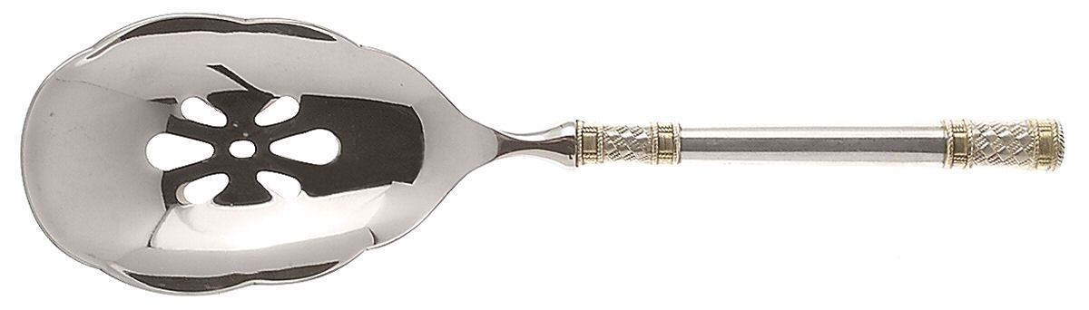 Golden Aegean Weave (Sterling, 1971) Pierced Serving Spoon with Stainless Bowl by Wallace Silver-1