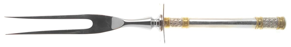 Golden Aegean Weave (Sterling, 1971) Large Stainless-Prong Roast Carving Fork by Wallace Silver-1