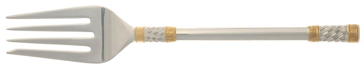 Golden Aegean Weave (Sterling, 1971) Medium Solid Cold Meat Serving Fork by Wallace Silver-1