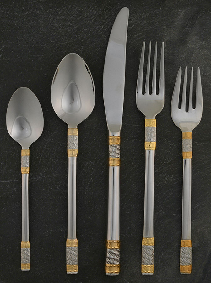 Golden Corsica (Stainless, Gold Accent) 5 Piece Place Setting by Wallace Silver-1