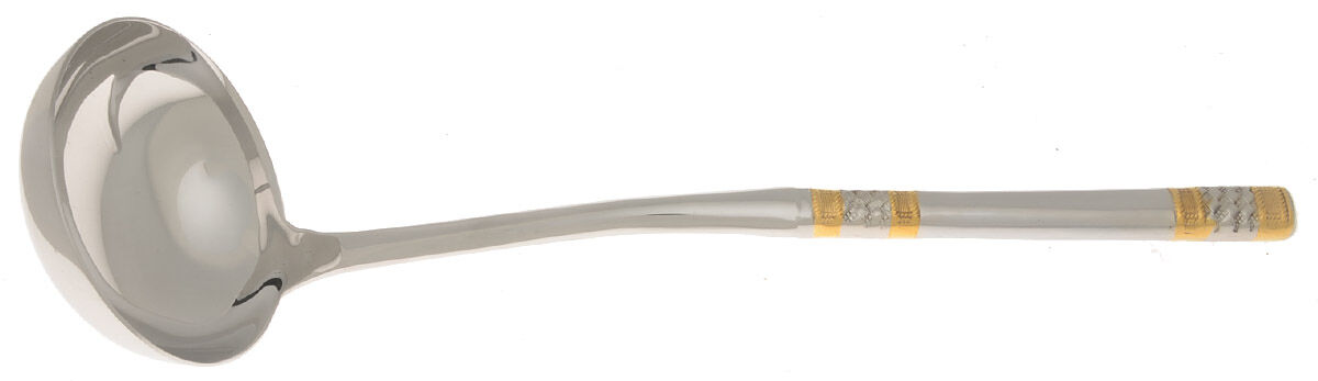 Golden Corsica (Stainless, Gold Accent) Soup Ladle with Stainless Bowl HC by Wallace Silver-1