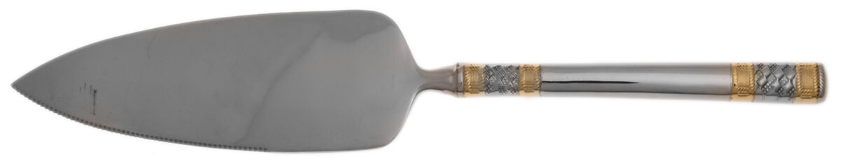 Golden Corsica (Stainless, Gold Accent) Pie Server with Serrated Stainless Blade HC by Wallace Silver-1