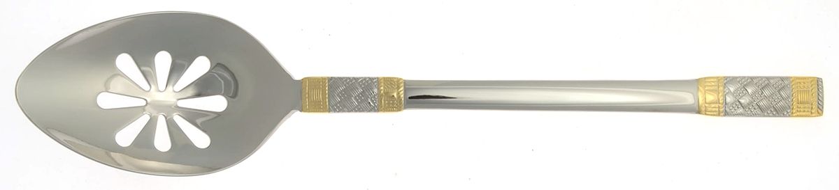 Golden Corsica (Stainless, Gold Accent) Pierced Tablespoon (Serving Spoon) by Wallace Silver-1